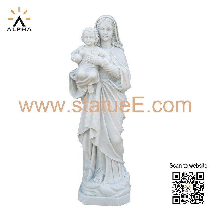 Marble Mary and baby Jesus statue
